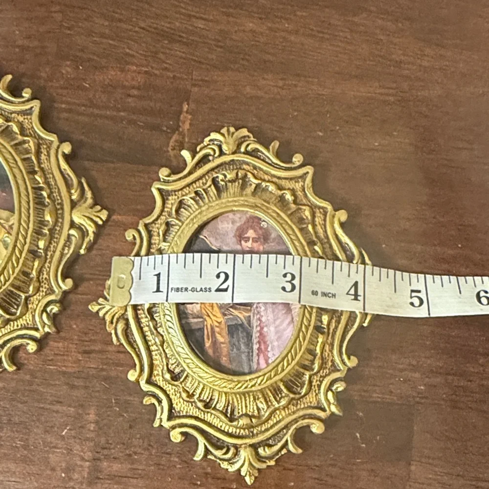 Vintage 60s Ornate Gold Oval -Style Wall Plaques - Set of 2 Made in Spain 1960s